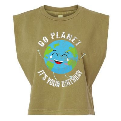 Go Planet Its Your Birthday Happy Earth Day Distressed Garment-Dyed Women's Muscle Tee