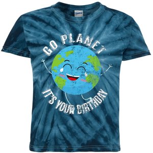 Go Planet Its Your Birthday Happy Earth Day Distressed Kids Tie-Dye T-Shirt