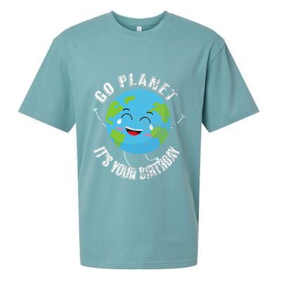 Go Planet Its Your Birthday Happy Earth Day Distressed Sueded Cloud Jersey T-Shirt