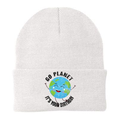 Go Planet Its Your Birthday Happy Earth Day Distressed Knit Cap Winter Beanie