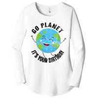 Go Planet Its Your Birthday Happy Earth Day Distressed Women's Perfect Tri Tunic Long Sleeve Shirt