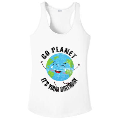 Go Planet Its Your Birthday Happy Earth Day Distressed Ladies PosiCharge Competitor Racerback Tank