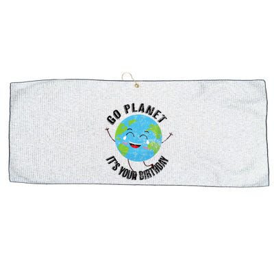 Go Planet Its Your Birthday Happy Earth Day Distressed Large Microfiber Waffle Golf Towel