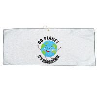 Go Planet Its Your Birthday Happy Earth Day Distressed Large Microfiber Waffle Golf Towel