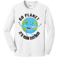 Go Planet Its Your Birthday Happy Earth Day Distressed Kids Long Sleeve Shirt