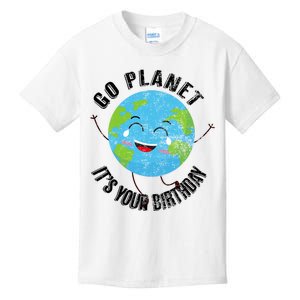 Go Planet Its Your Birthday Happy Earth Day Distressed Kids T-Shirt