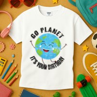Go Planet Its Your Birthday Happy Earth Day Distressed Kids T-Shirt