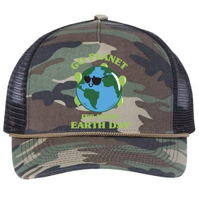 Go Planet It's Your Earth Day Funny Cute Earth Day Gift Retro Rope Trucker Hat Cap