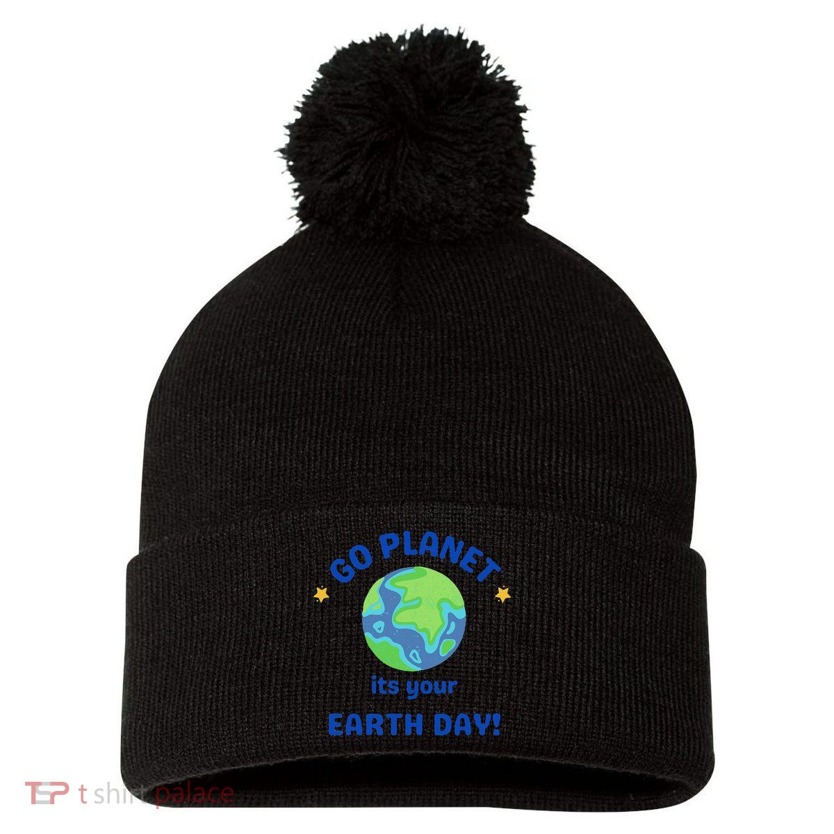 Go Planet Its Your Earth Day Pom Pom 12in Knit Beanie