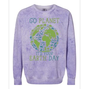 Go Planet ItS Your Earth Day 2024 Teachers Colorblast Crewneck Sweatshirt