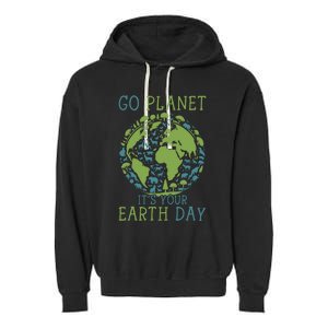 Go Planet ItS Your Earth Day 2024 Teachers Garment-Dyed Fleece Hoodie