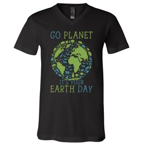 Go Planet ItS Your Earth Day 2024 Teachers V-Neck T-Shirt