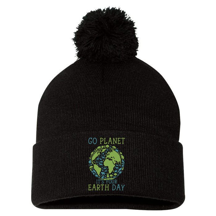 Go Planet ItS Your Earth Day 2024 Teachers Pom Pom 12in Knit Beanie