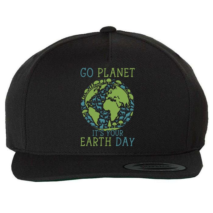 Go Planet ItS Your Earth Day 2024 Teachers Wool Snapback Cap