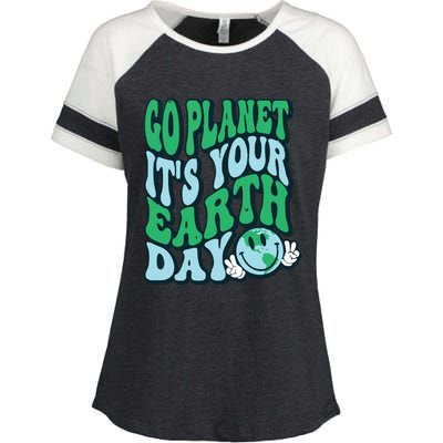 Go Planet Its Your Earth Day Enza Ladies Jersey Colorblock Tee