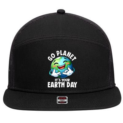 Go Planet ItS Your Earth Day Cute Earth 7 Panel Mesh Trucker Snapback Hat