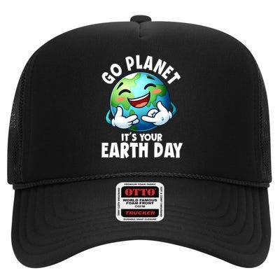 Go Planet ItS Your Earth Day Cute Earth High Crown Mesh Back Trucker Hat