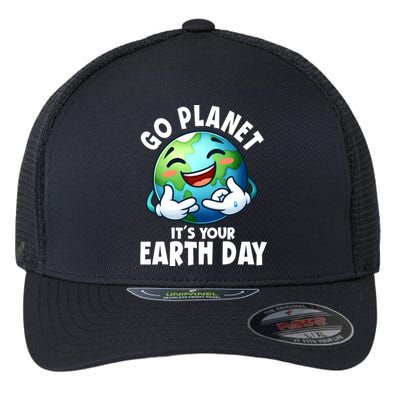 Go Planet ItS Your Earth Day Cute Earth Flexfit Unipanel Trucker Cap