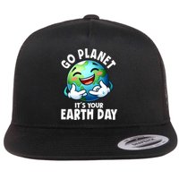 Go Planet ItS Your Earth Day Cute Earth Flat Bill Trucker Hat