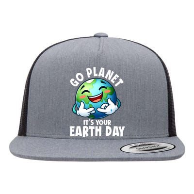 Go Planet ItS Your Earth Day Cute Earth Flat Bill Trucker Hat