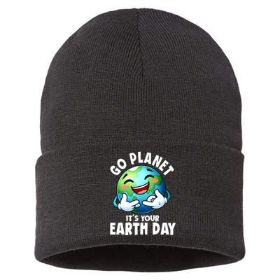 Go Planet ItS Your Earth Day Cute Earth Sustainable Knit Beanie