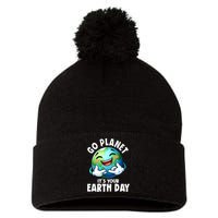 Go Planet ItS Your Earth Day Cute Earth Pom Pom 12in Knit Beanie