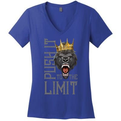 Gorilla Push It To The Limit Beast Motivation Workout Gym Gift Women's V-Neck T-Shirt