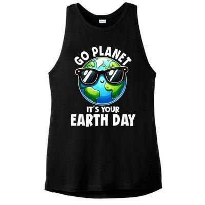 Go Planet ItS Your Earth Day Cute Earth Ladies PosiCharge Tri-Blend Wicking Tank