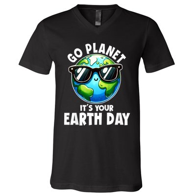 Go Planet ItS Your Earth Day Cute Earth V-Neck T-Shirt