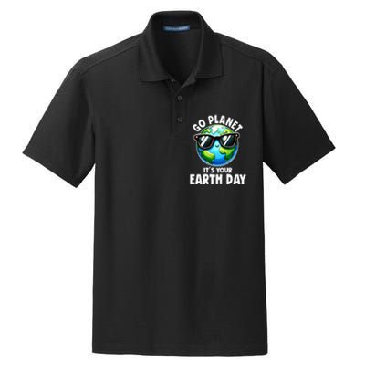 Go Planet ItS Your Earth Day Cute Earth Dry Zone Grid Polo