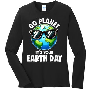 Go Planet ItS Your Earth Day Cute Earth Ladies Long Sleeve Shirt