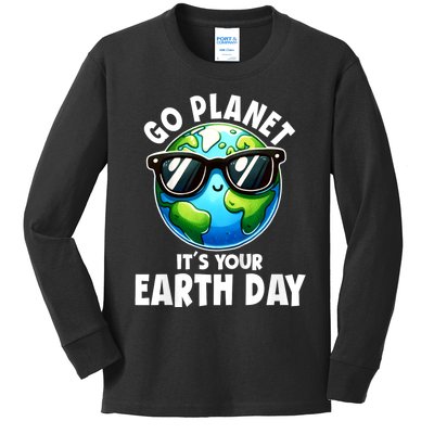 Go Planet ItS Your Earth Day Cute Earth Kids Long Sleeve Shirt