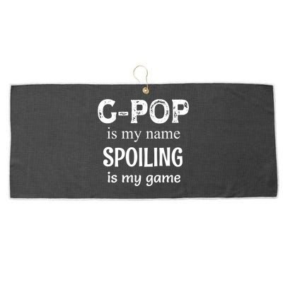 G Pop Is My Name Spoiling Is My Game Grandpop Grandpa Large Microfiber Waffle Golf Towel