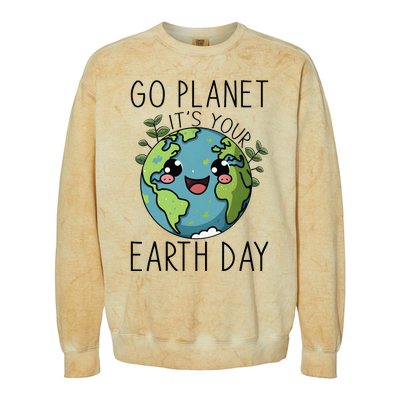 Go Planet Its Your Earth Day 2024 Teacher Cute Earth Colorblast Crewneck Sweatshirt