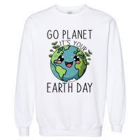 Go Planet Its Your Earth Day 2024 Teacher Cute Earth Garment-Dyed Sweatshirt