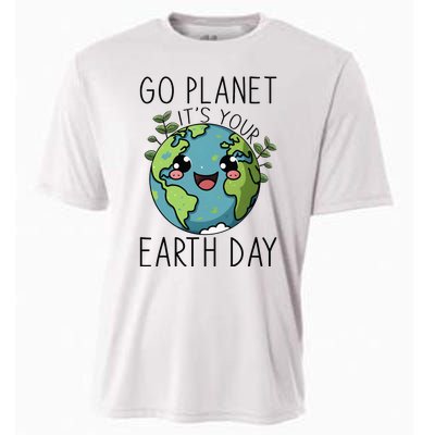 Go Planet Its Your Earth Day 2024 Teacher Cute Earth Cooling Performance Crew T-Shirt