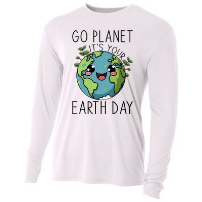 Go Planet Its Your Earth Day 2024 Teacher Cute Earth Cooling Performance Long Sleeve Crew