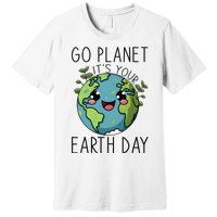 Go Planet Its Your Earth Day 2024 Teacher Cute Earth Premium T-Shirt