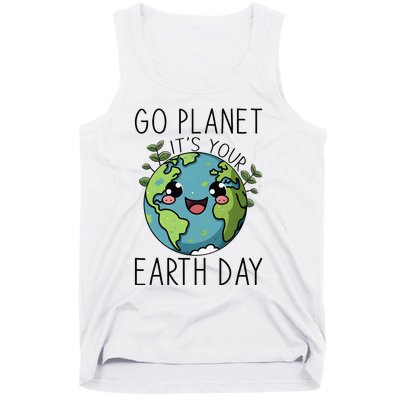 Go Planet Its Your Earth Day 2024 Teacher Cute Earth Tank Top