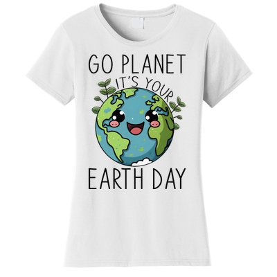 Go Planet Its Your Earth Day 2024 Teacher Cute Earth Women's T-Shirt