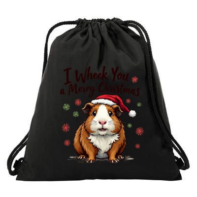Guinea Pig I Wheek You A Merry Christmas Guinea Pigs Drawstring Bag