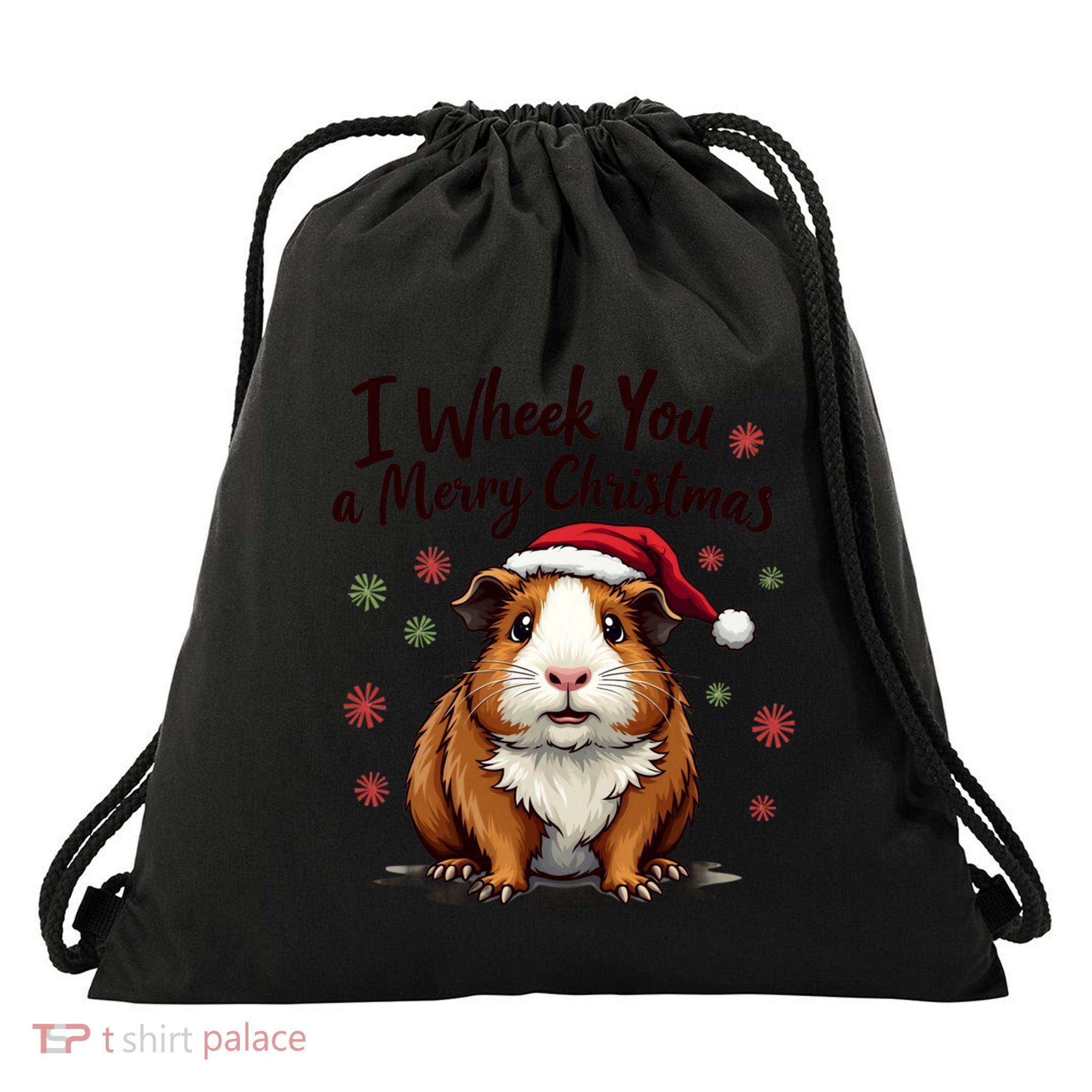 Guinea Pig I Wheek You A Merry Christmas Guinea Pigs Drawstring Bag