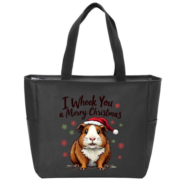 Guinea Pig I Wheek You A Merry Christmas Guinea Pigs Zip Tote Bag