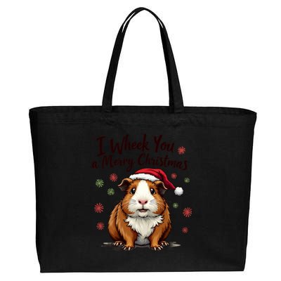 Guinea Pig I Wheek You A Merry Christmas Guinea Pigs Cotton Canvas Jumbo Tote