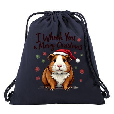 Guinea Pig I Wheek You A Merry Christmas Guinea Pigs Drawstring Bag