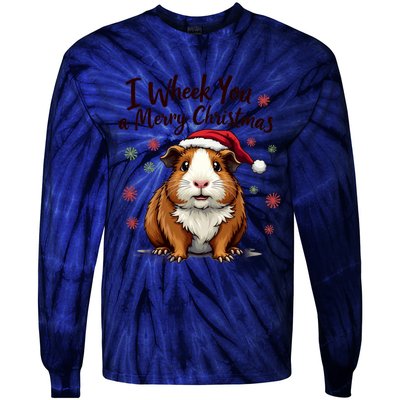 Guinea Pig I Wheek You A Merry Christmas Guinea Pigs Tie-Dye Long Sleeve Shirt