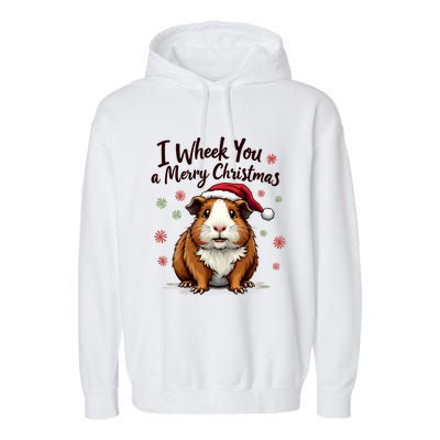 Guinea Pig I Wheek You A Merry Christmas Guinea Pigs Garment-Dyed Fleece Hoodie