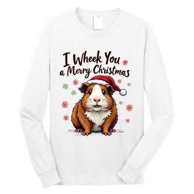 Guinea Pig I Wheek You A Merry Christmas Guinea Pigs Long Sleeve Shirt