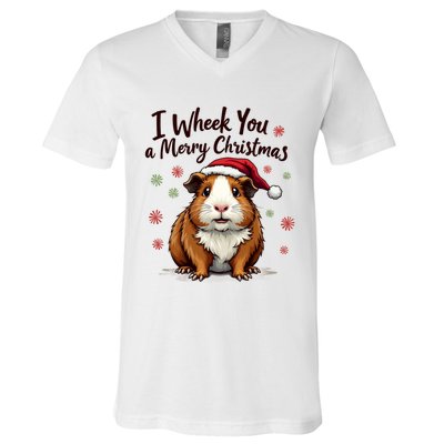 Guinea Pig I Wheek You A Merry Christmas Guinea Pigs V-Neck T-Shirt