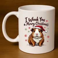 Guinea Pig I Wheek You A Merry Christmas Guinea Pigs 11oz C Handle Ceramic Mug